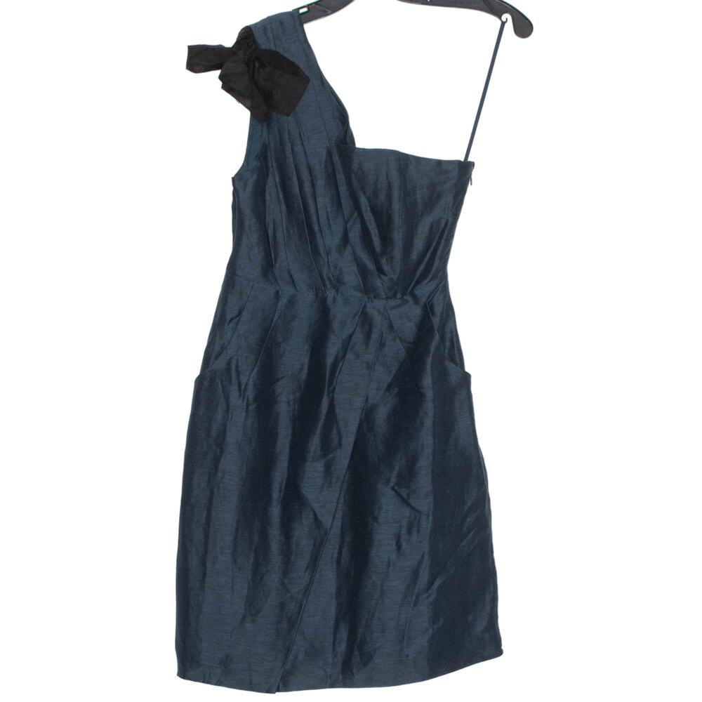 NEW Va Et Vien Dress One Shoulder Linen Silk Cottage Dark Academia HOCO Blue 2